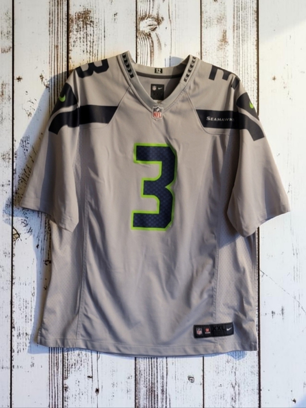 Seattle Seahawks Russell Wilson #3 Nike On Field Grey Jersey XXL